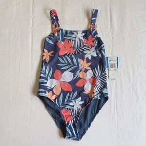 NEW roxy girls love confirmation one piece swimsuit tropical floral size 12